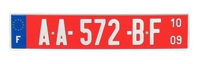 plaque immatriculation rouge