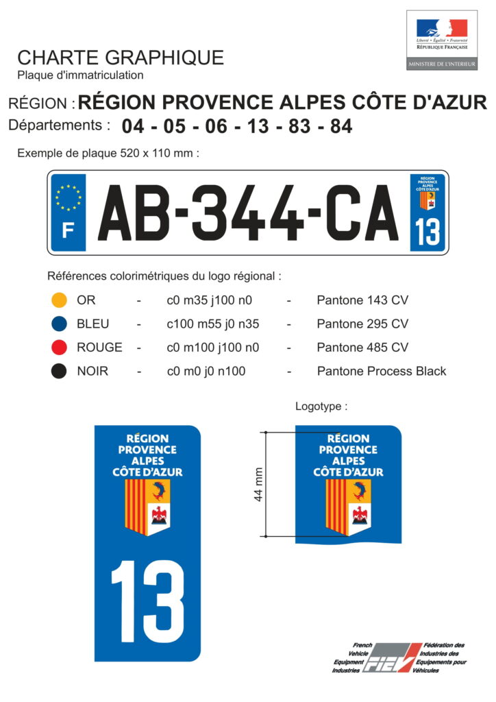 charte graphique officielle de la plaque d'immatriculation