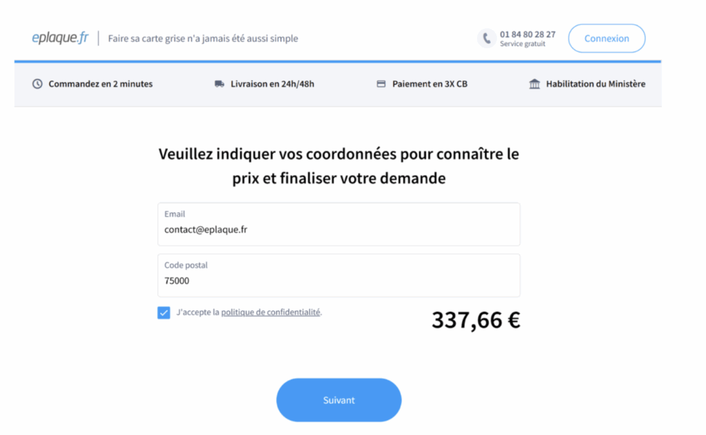 etape 2 carte grise minute