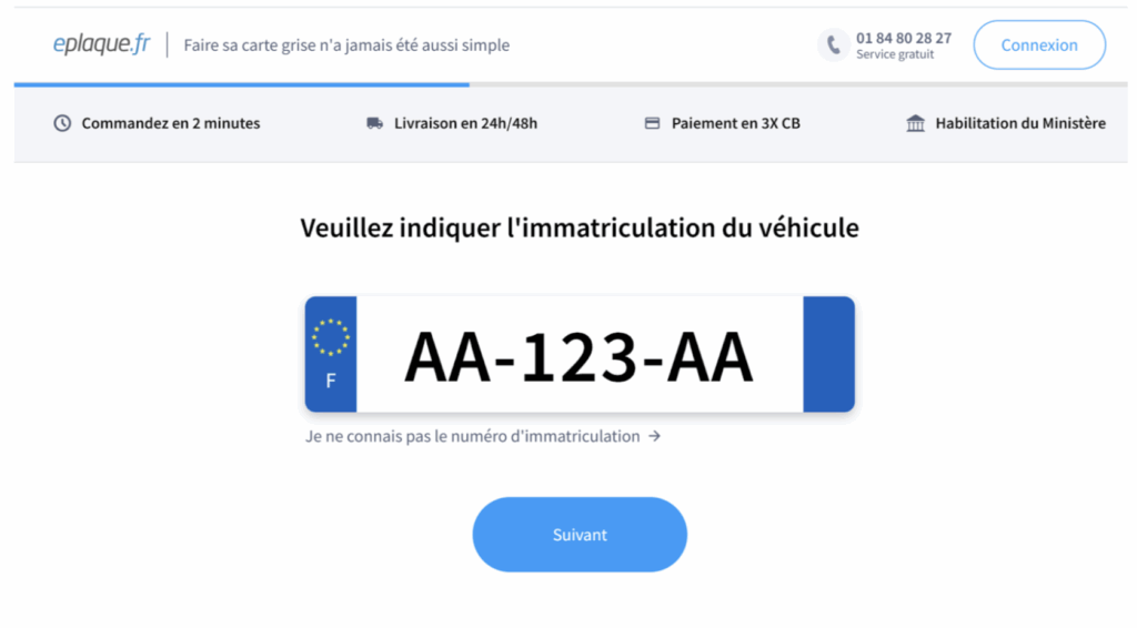 etape 1 carte grise minute