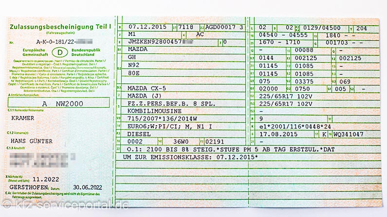 exemple de carte grise allemande (teil 1)