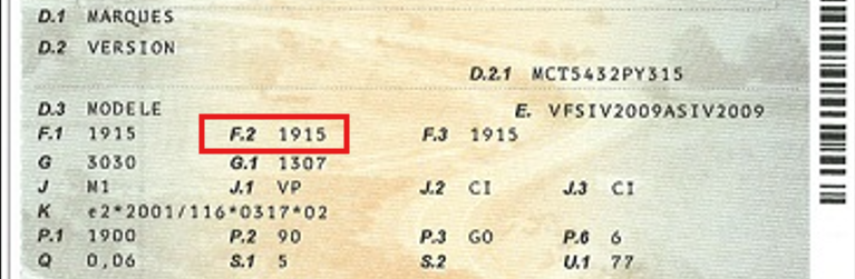 F2 sur la carte grise