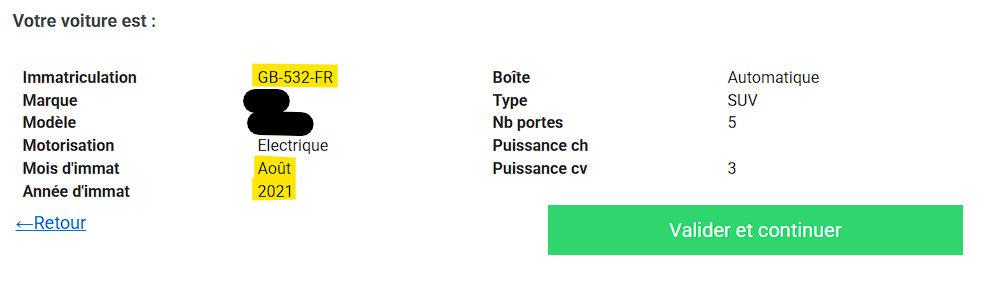 datation par plaque d'immatriculation