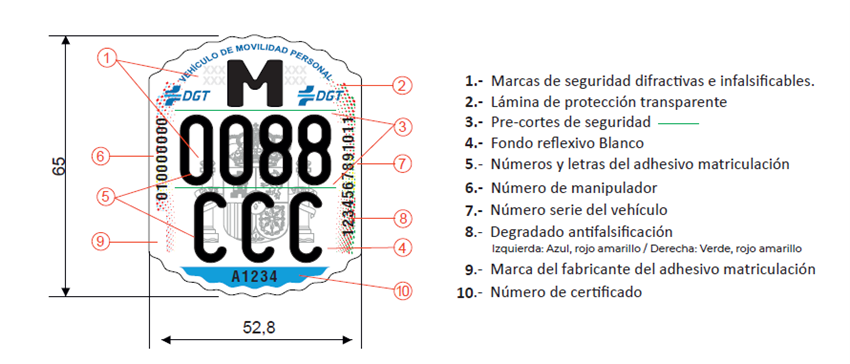 autocollant d'immatriculation trottinette électrique en Espagne
