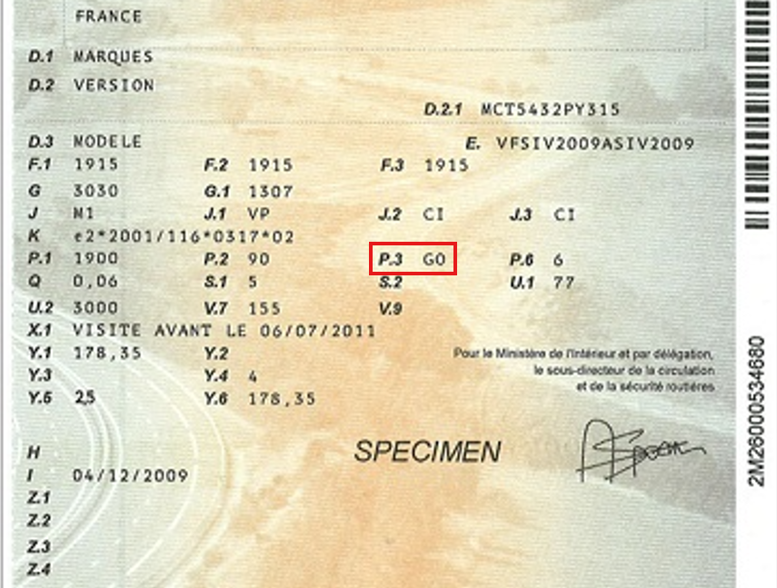 P3 carte grise : exemple