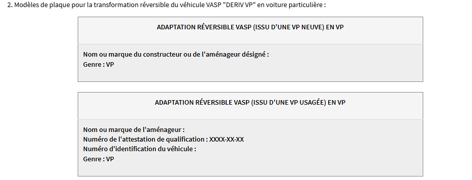 plaque ADAPTATION RÉVERSIBLE VASP